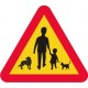 Varningsskylt - djur, barn och vuxna